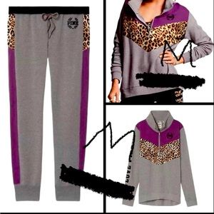 VS PINK ROSE BLING hoodie and leopard set